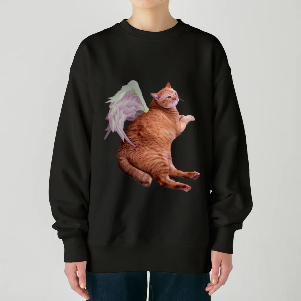 xin_PENTAXの蓮の花びらの羽を背負ったちゃー君 Heavyweight Crew Neck Sweatshirt