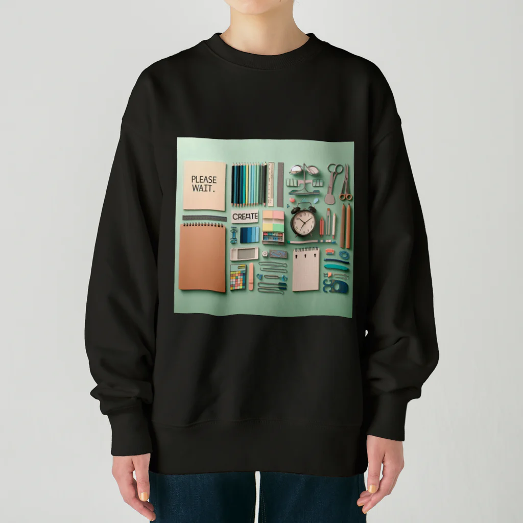 Lock-onの文房具大好き❤緑色01 Heavyweight Crew Neck Sweatshirt