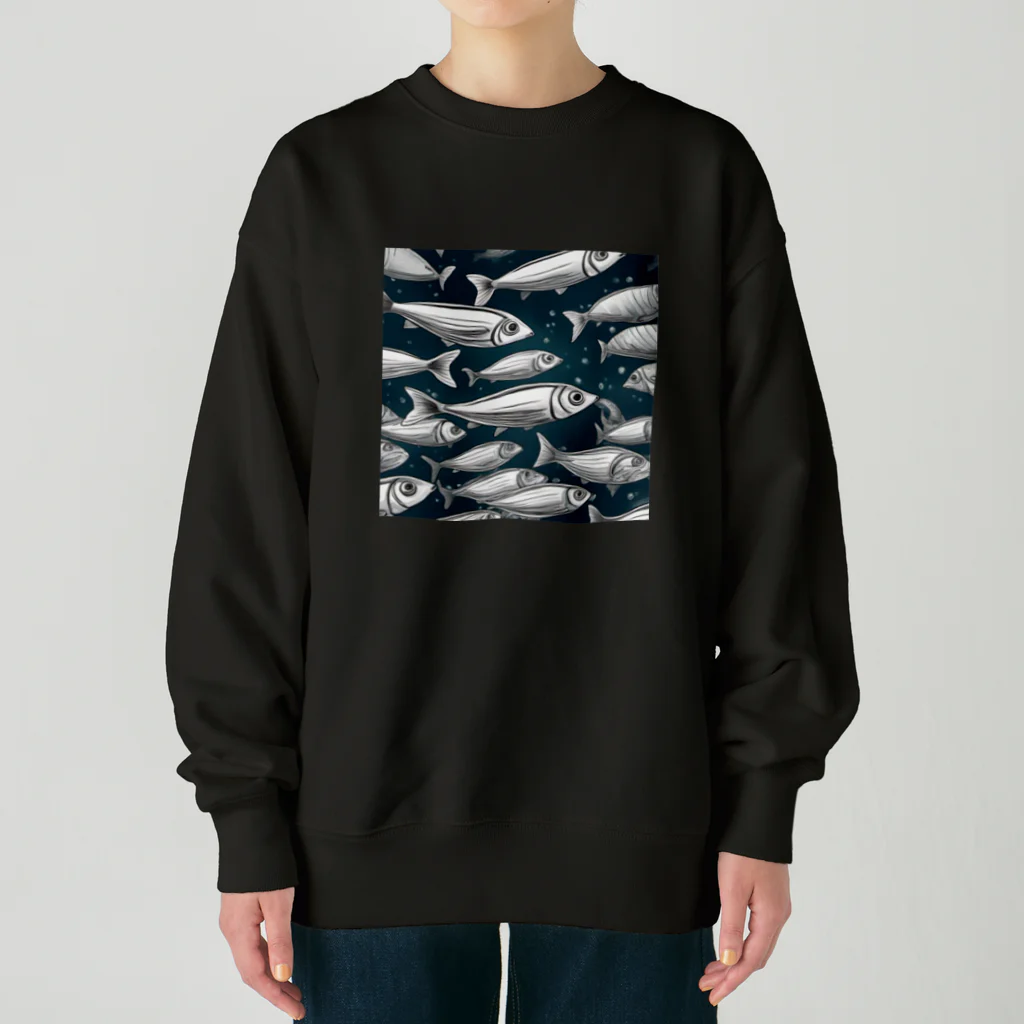 京都イラスト工房の動物シリーズ15：イワシ Heavyweight Crew Neck Sweatshirt