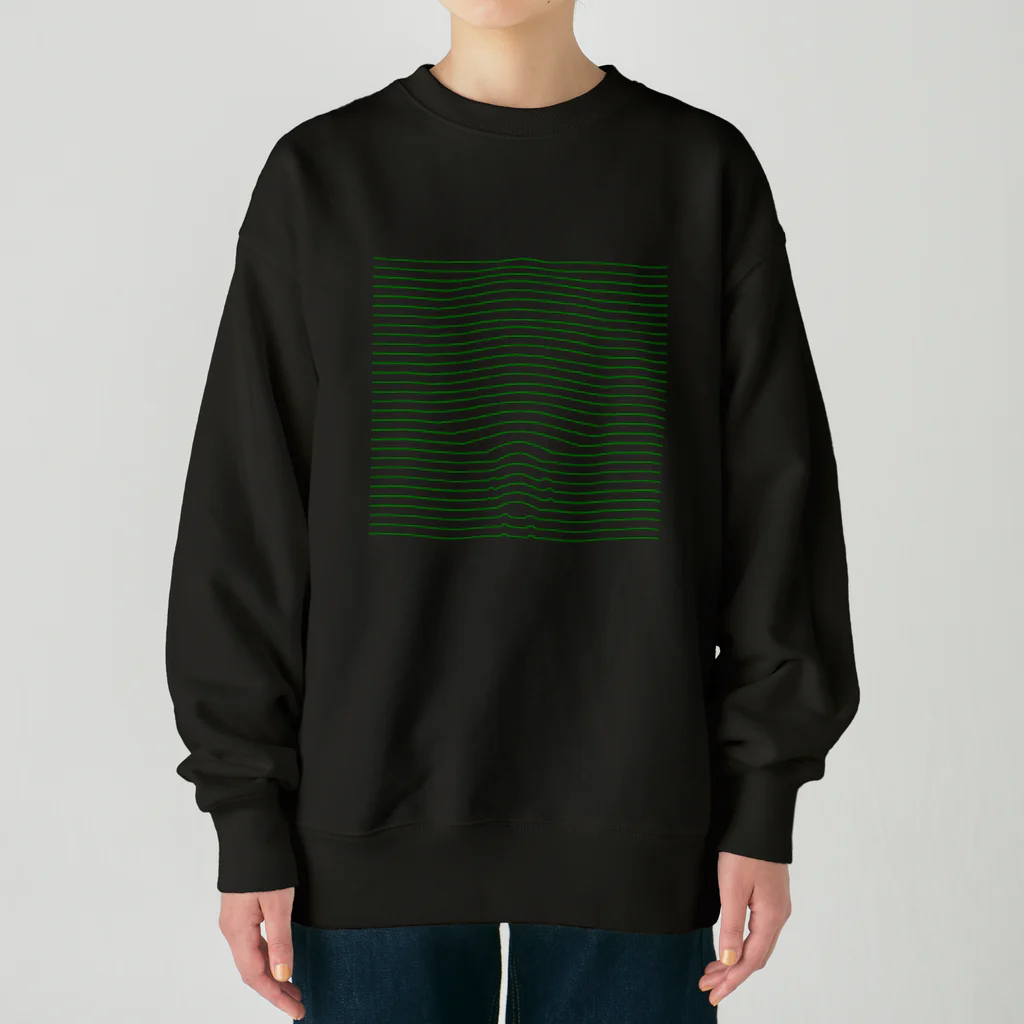 ぽつねん。のぽつねんの線（緑） Heavyweight Crew Neck Sweatshirt