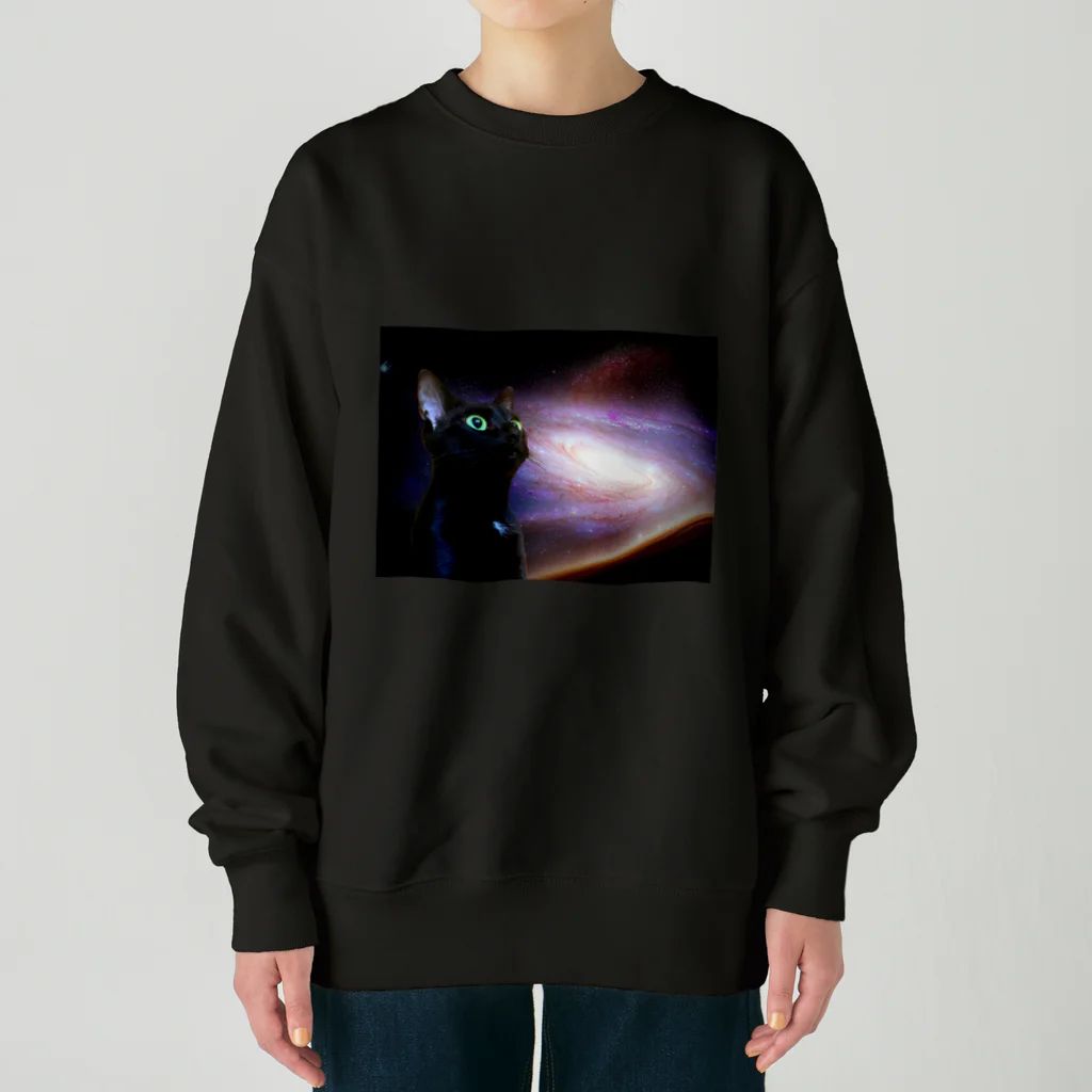 hashiba_のspace cat Heavyweight Crew Neck Sweatshirt