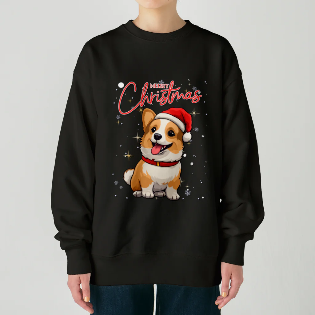 Design_Lab_Lycorisのキラキラと降る雪に心を躍らせるクリスマスコーギー Heavyweight Crew Neck Sweatshirt