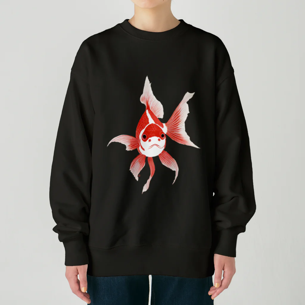 まみおデザインの金魚（ゆるモア水墨画風） Heavyweight Crew Neck Sweatshirt