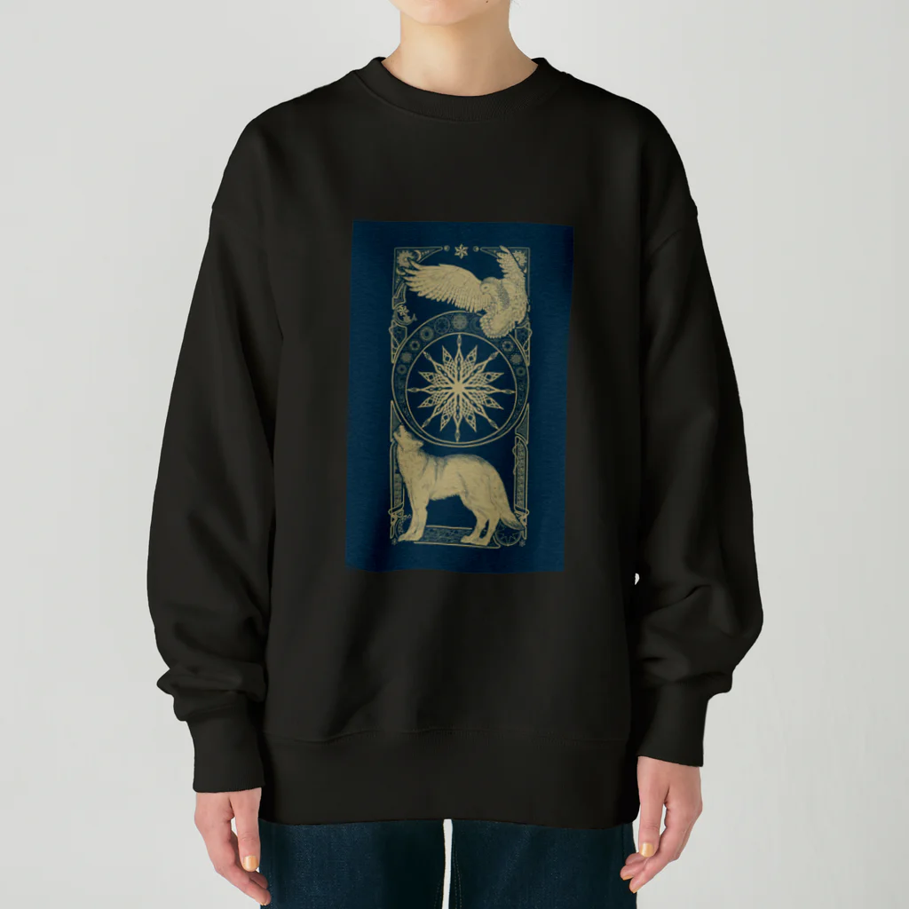 甘漏り屋の星月夜の狼梟 Heavyweight Crew Neck Sweatshirt