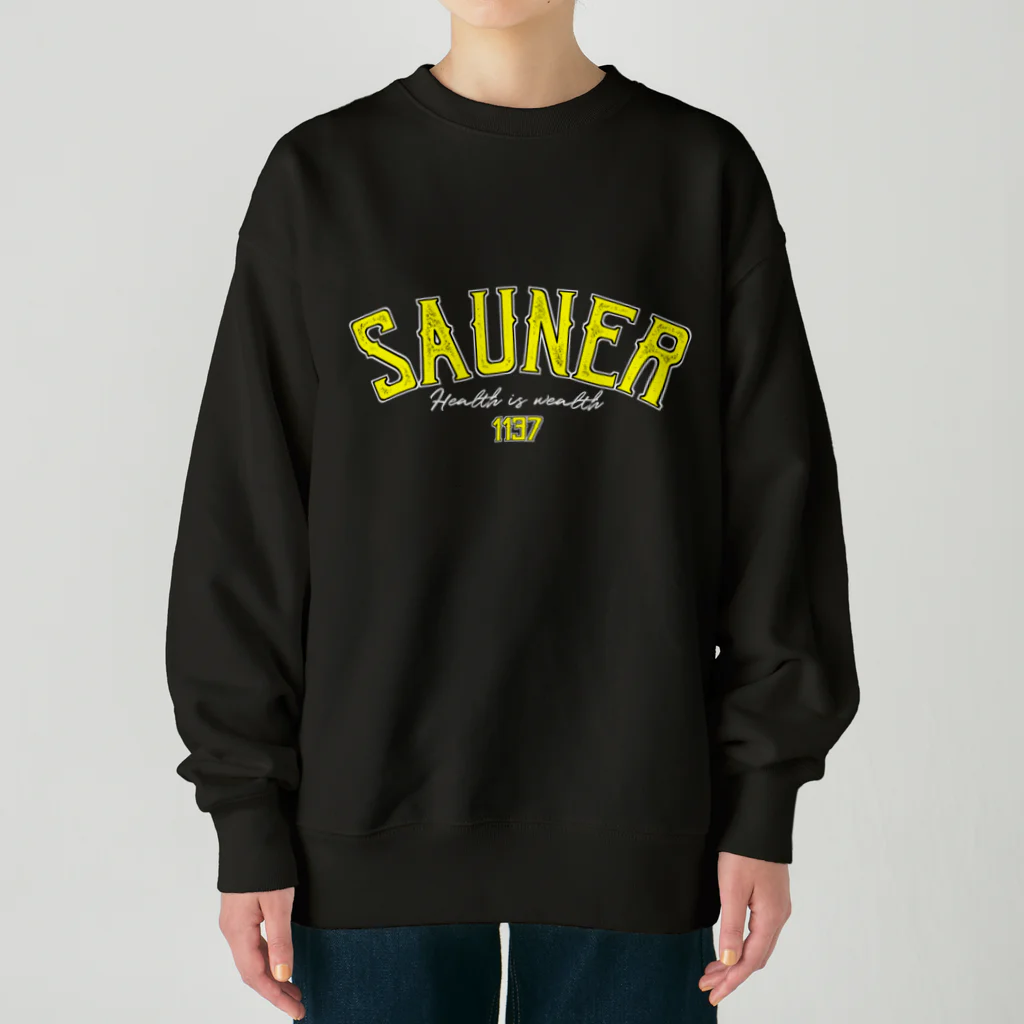 Super Sauna StyleのSAUNER1137 Yellow -Black- Heavyweight Crew Neck Sweatshirt