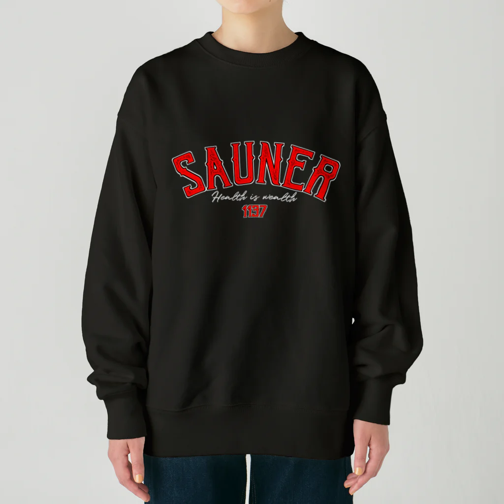 Super Sauna StyleのSAUNER1137 Red -Black- Heavyweight Crew Neck Sweatshirt