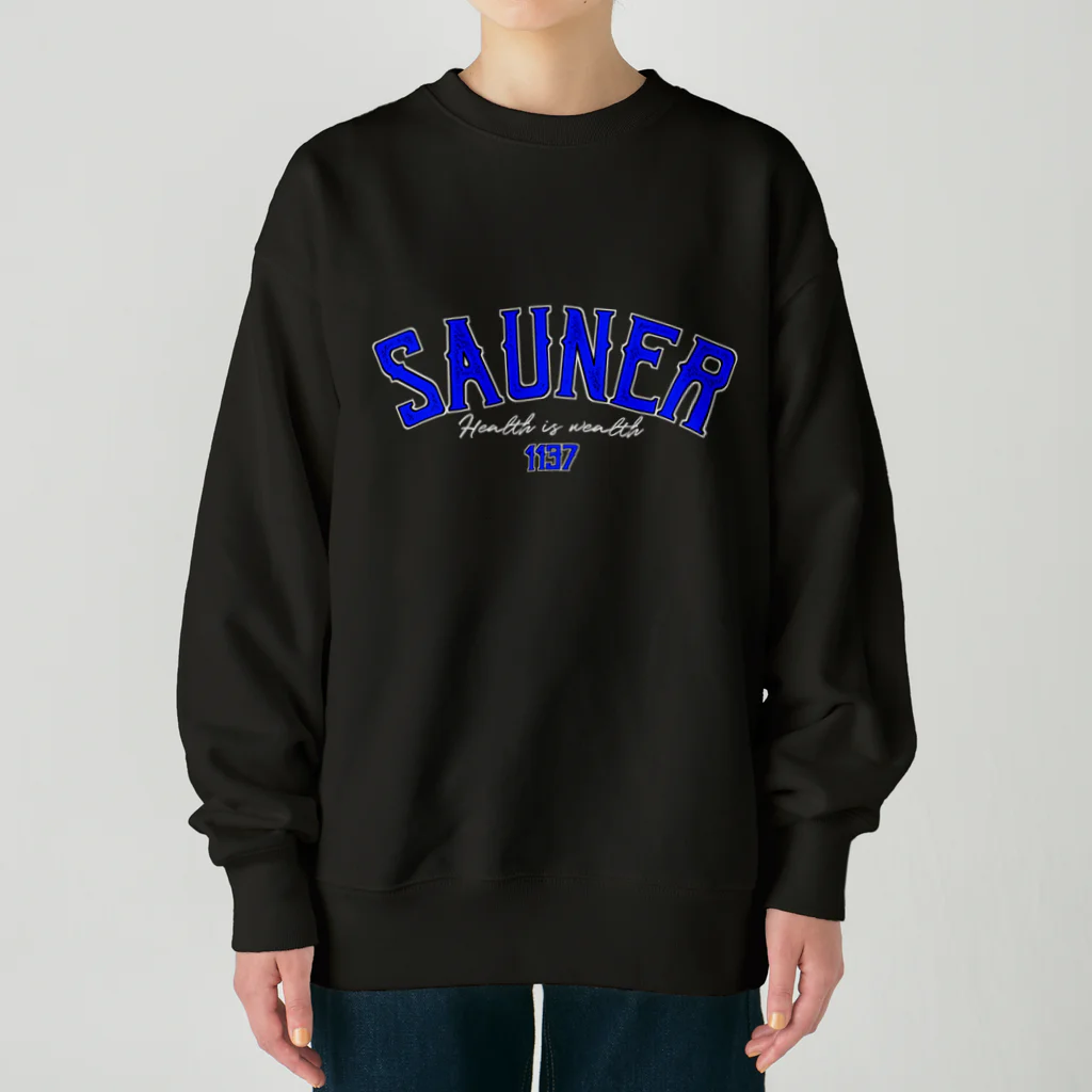 Super Sauna StyleのSAUNER1137 Blue-Black- Heavyweight Crew Neck Sweatshirt