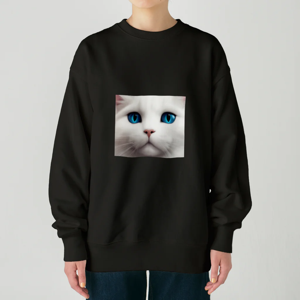 Mystic Blueの猫のMystic Blue Heavyweight Crew Neck Sweatshirt