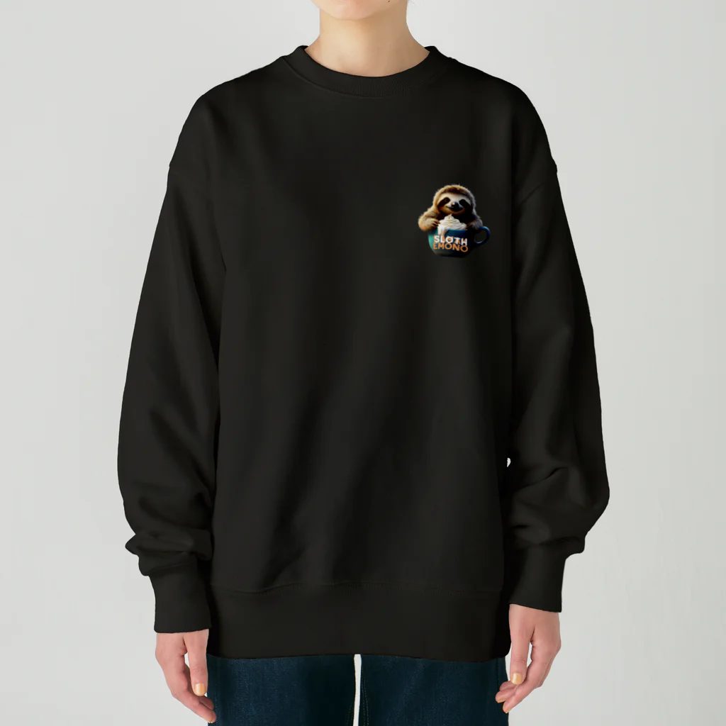 Mellow-Skyのナマケモノとクリーミーなドリンク Heavyweight Crew Neck Sweatshirt