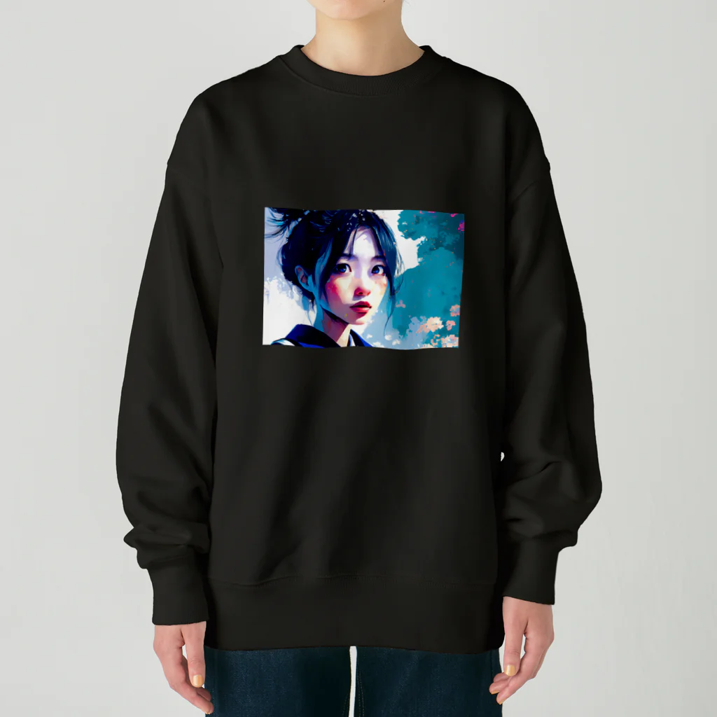 dou-douのblue girl Heavyweight Crew Neck Sweatshirt