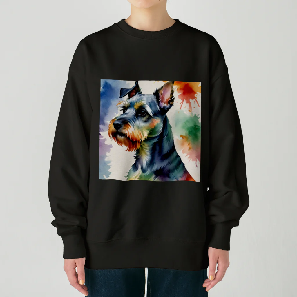 LGBTQ-のミニチュアシュナウザー　レインボー柄 Heavyweight Crew Neck Sweatshirt