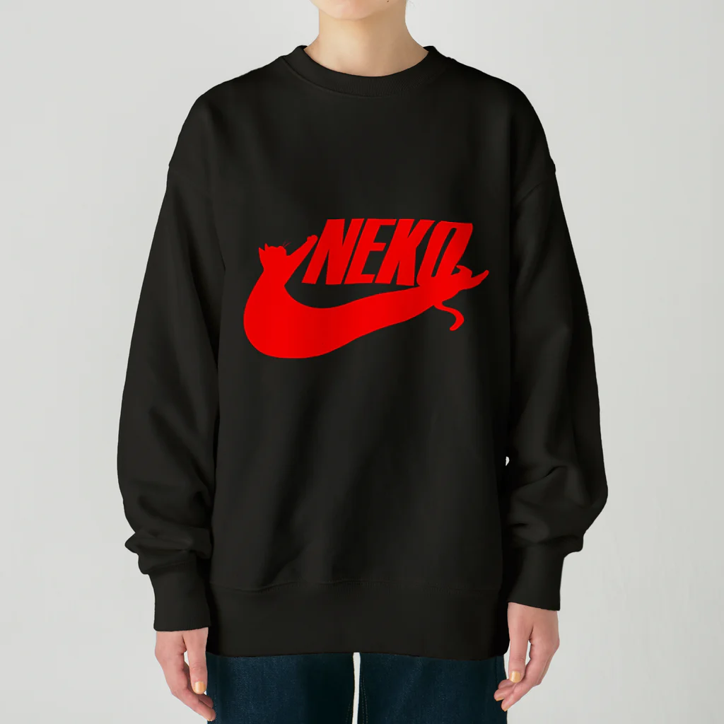 牛川 暗のグッズショップのNEKO（赤） Heavyweight Crew Neck Sweatshirt