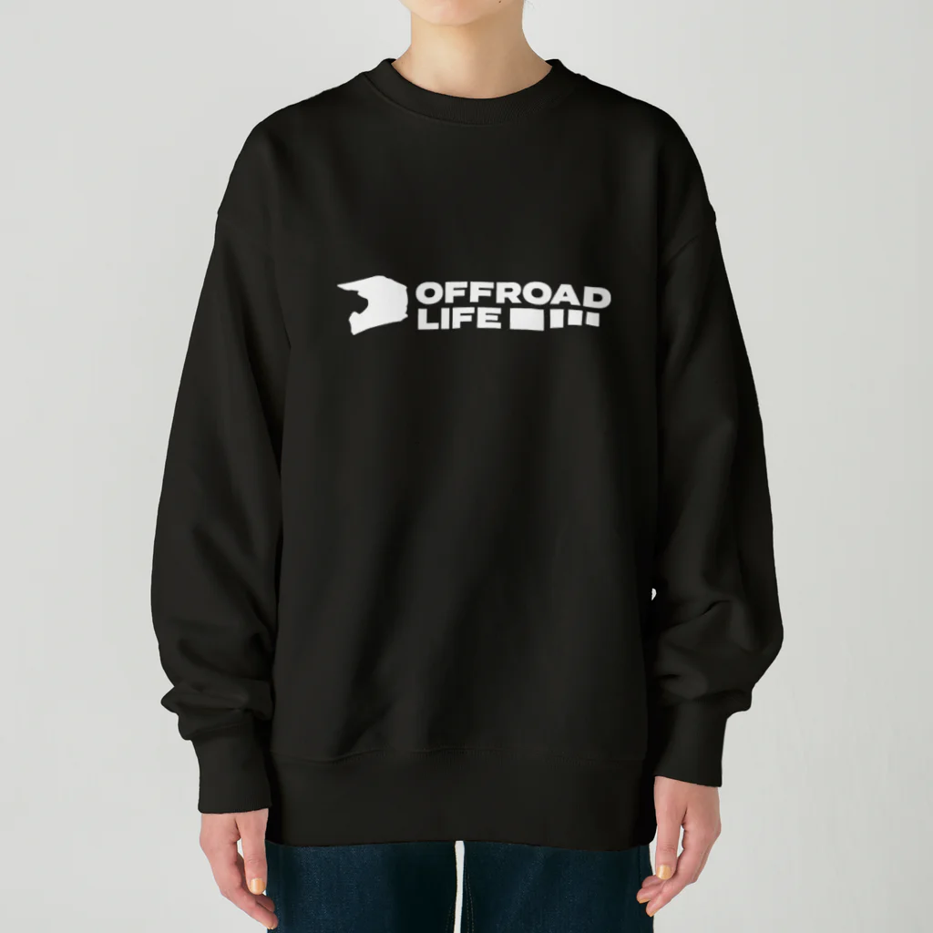 QUQU_WORKSのオフロードライフ オフロードヘルメットデザイン ホワイト Heavyweight Crew Neck Sweatshirt