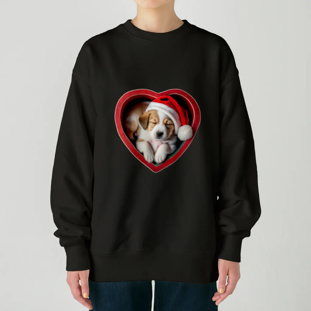 saitosekaiのクリスマスの癒しの子犬 Heavyweight Crew Neck Sweatshirt