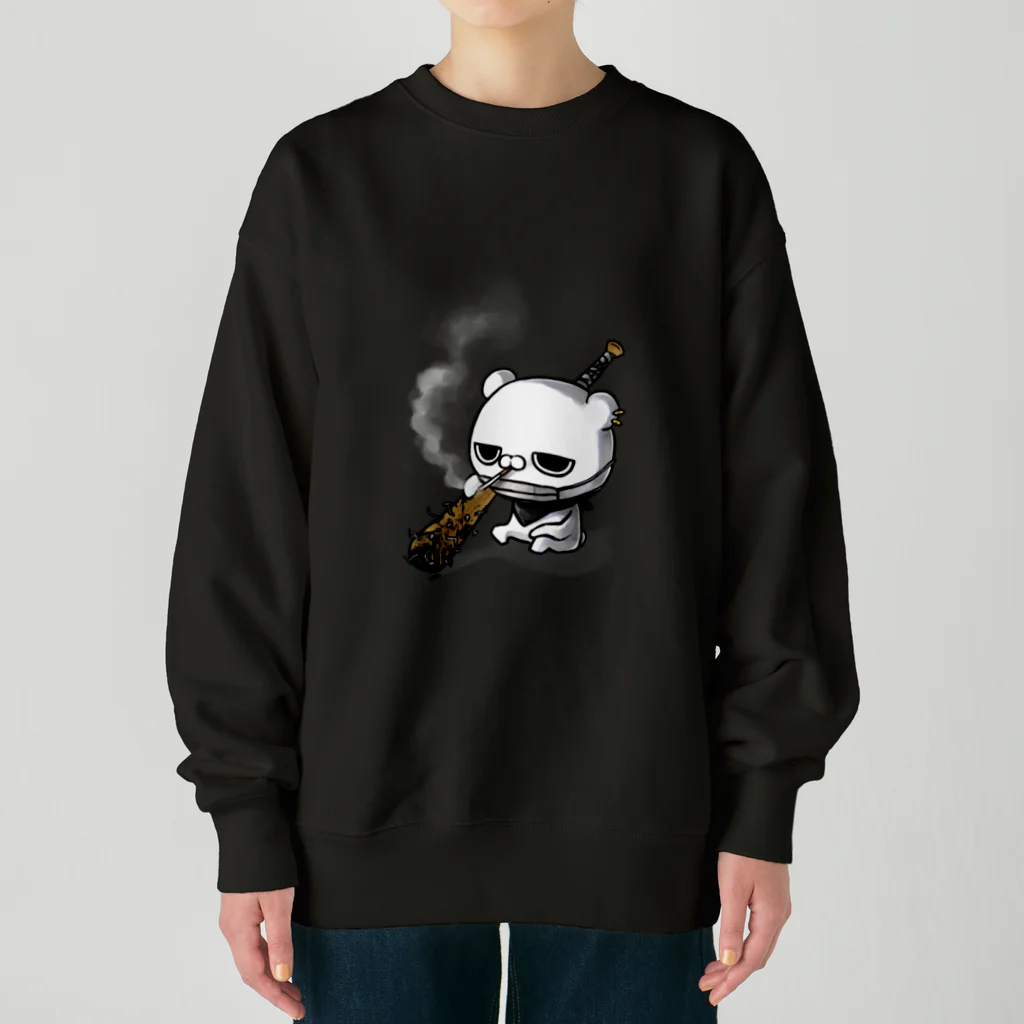 クレイジー闇うさぎSHOPのブチギレ毒舌くま(🚬) Heavyweight Crew Neck Sweatshirt