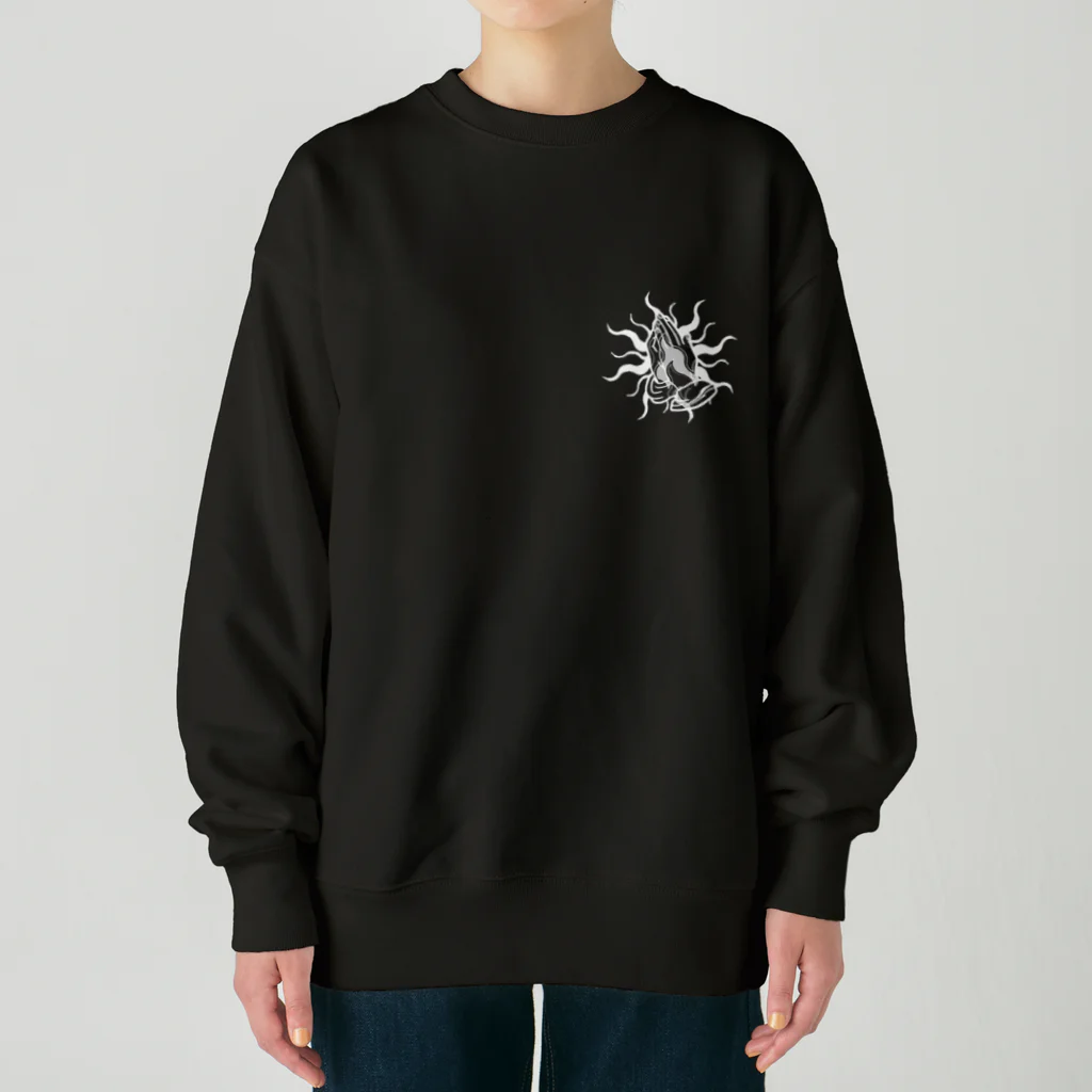 293 hu-ku-miの炎と祈りの手 Heavyweight Crew Neck Sweatshirt