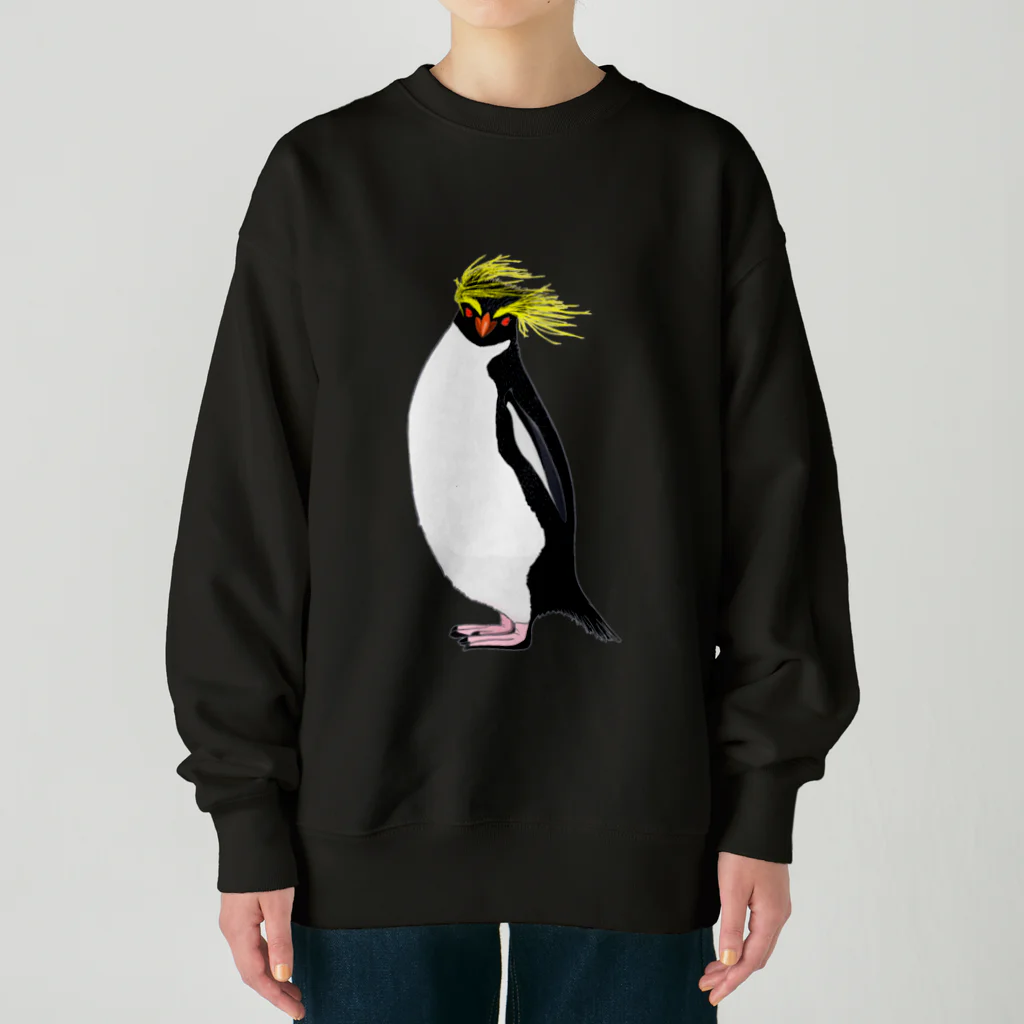 LalaHangeulの　風に吹かれるイワトビペンギンさん(文字無しバージョン Heavyweight Crew Neck Sweatshirt