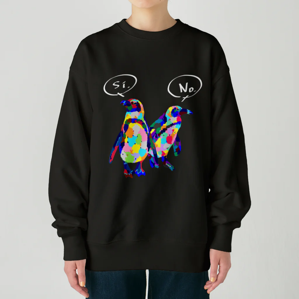 meiroのカラフルなペンギン_白文字ver Heavyweight Crew Neck Sweatshirt