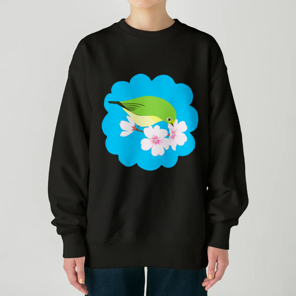 LalaHangeulの桜とメジロさん Heavyweight Crew Neck Sweatshirt