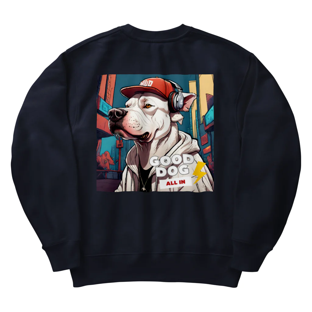 reon-5のストリート風の雰囲気が漂う犬のデザインです。 Heavyweight Crew Neck Sweatshirt