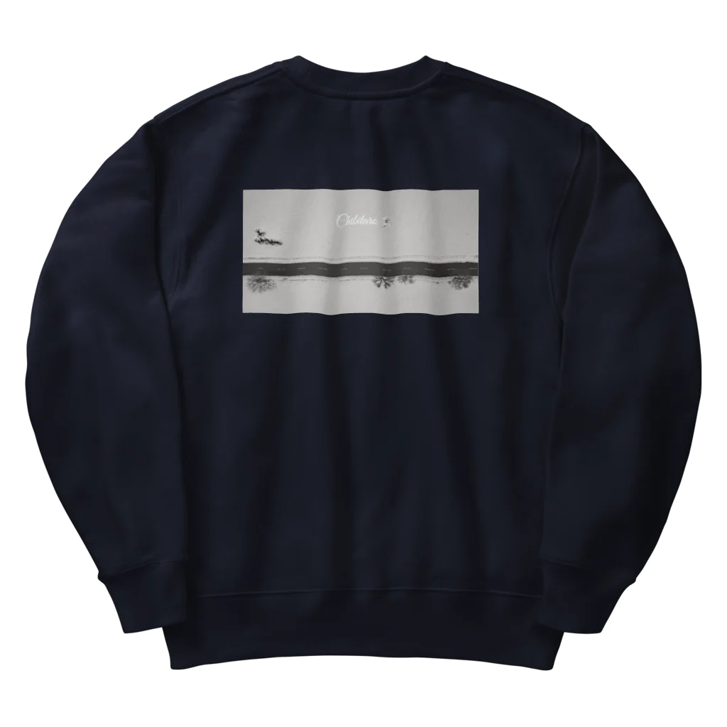 ちび太郎ショップのちび太郎　バックプリント　モノクロ Heavyweight Crew Neck Sweatshirt