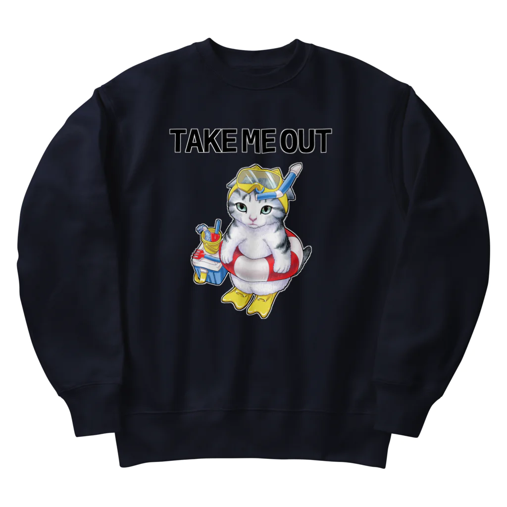 nya-mew（ニャーミュー）のつれてけ猫 Heavyweight Crew Neck Sweatshirt