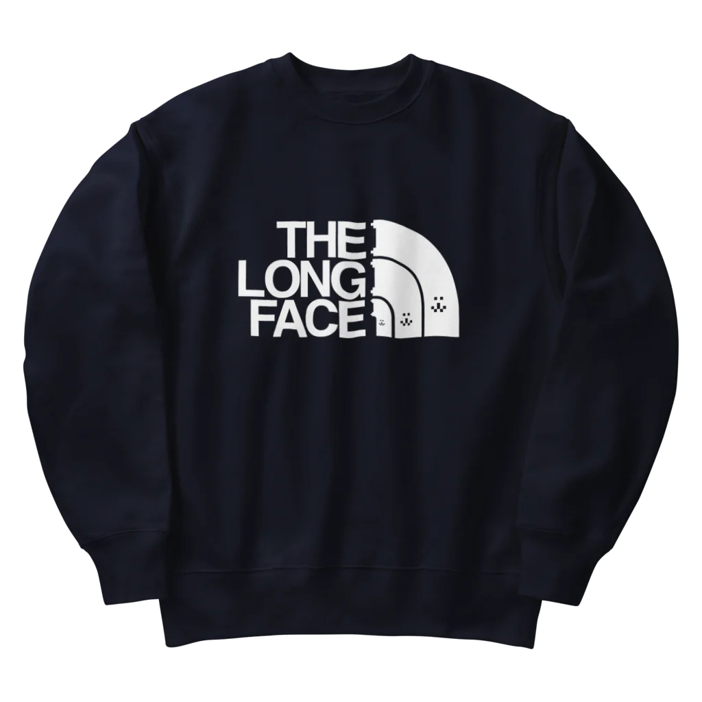 ベリロンファンストア suzuri支店のTHE LONG FACE WHITELOGO Heavyweight Crew Neck Sweatshirt