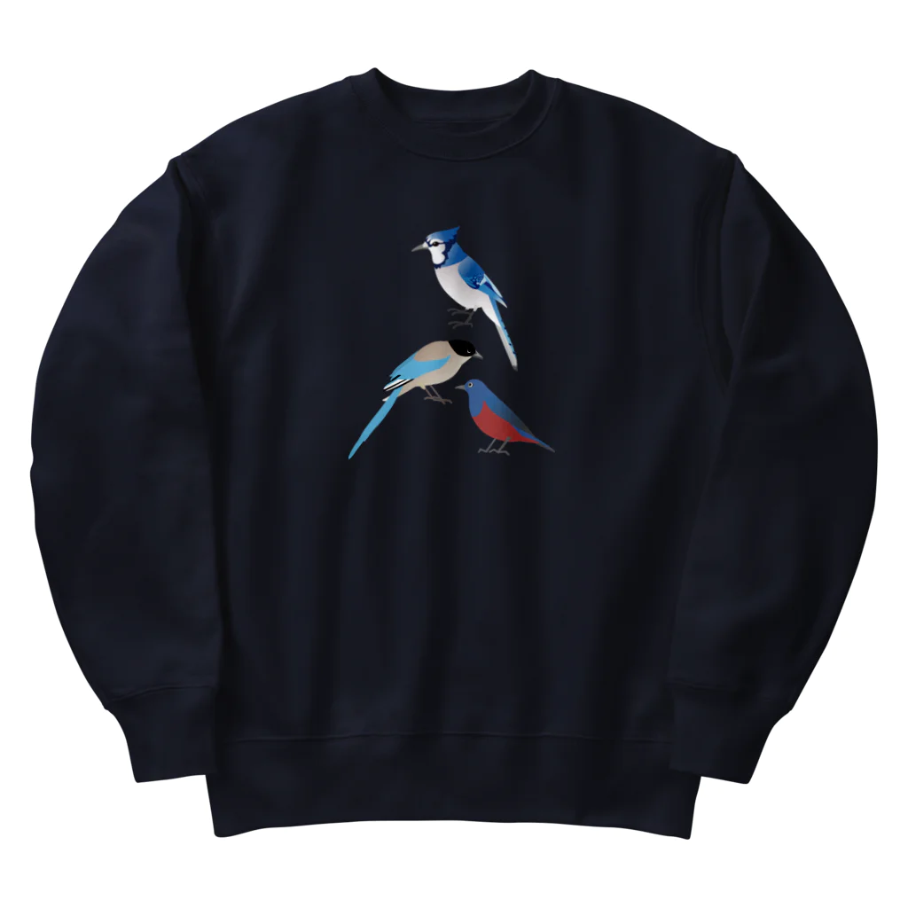 エダマメトイチ雑貨店のI love blue birds 3 イソヒヨドリ  Heavyweight Crew Neck Sweatshirt