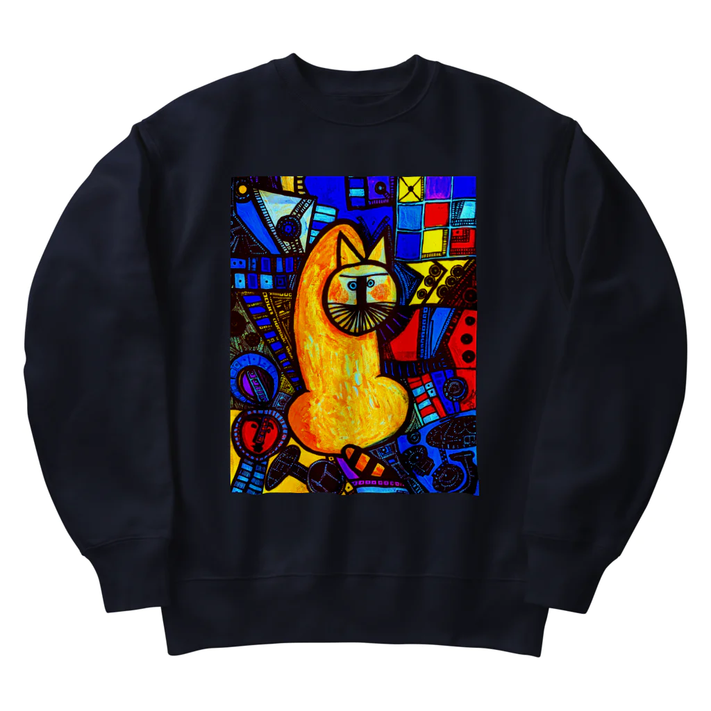 関ヶ原すー子の振り向く猫😺 Heavyweight Crew Neck Sweatshirt