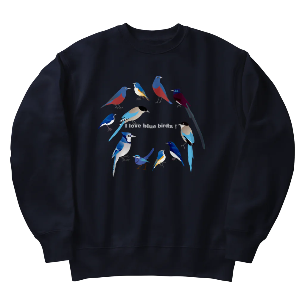 エダマメトイチ雑貨店のI love blue birds 1 大 Heavyweight Crew Neck Sweatshirt