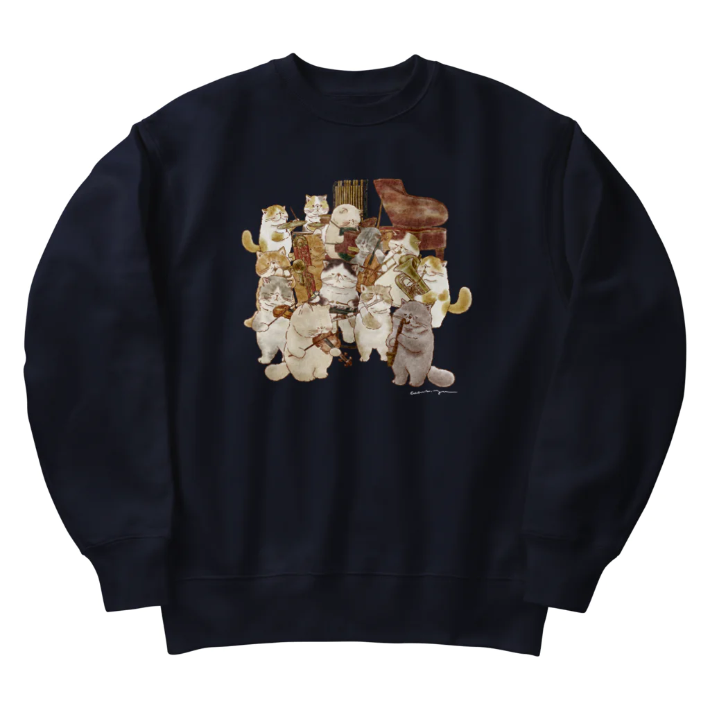 coeur.yu（クードットユー）の猫の音楽隊（ロゴカラー：ホワイト） Heavyweight Crew Neck Sweatshirt