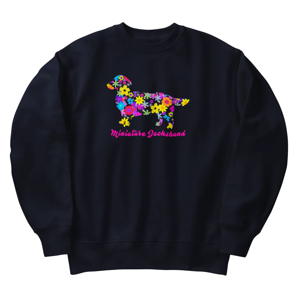 AtelierBoopのミニチュアダックス　フラワーパーティ Heavyweight Crew Neck Sweatshirt