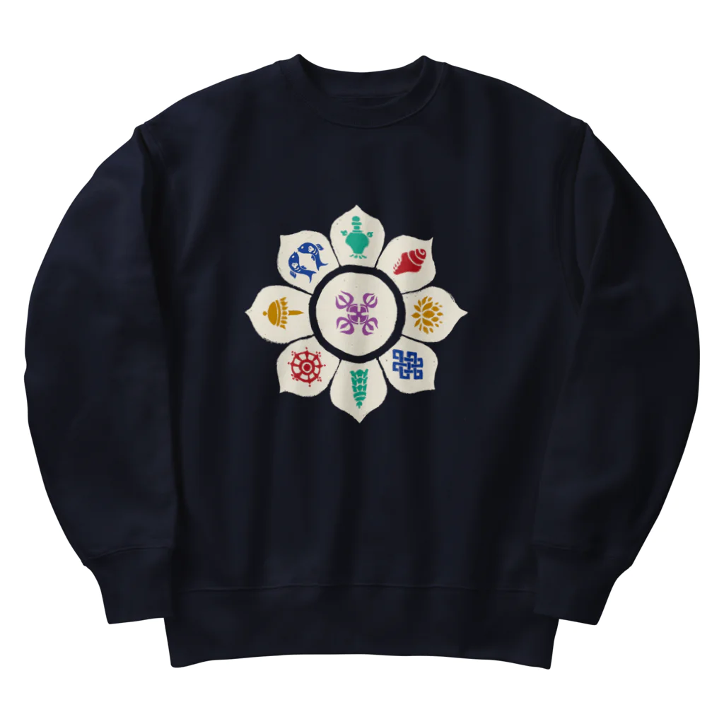 IZANAMI by Akane Yabushitaのチベットの八吉祥（背景透過） Heavyweight Crew Neck Sweatshirt