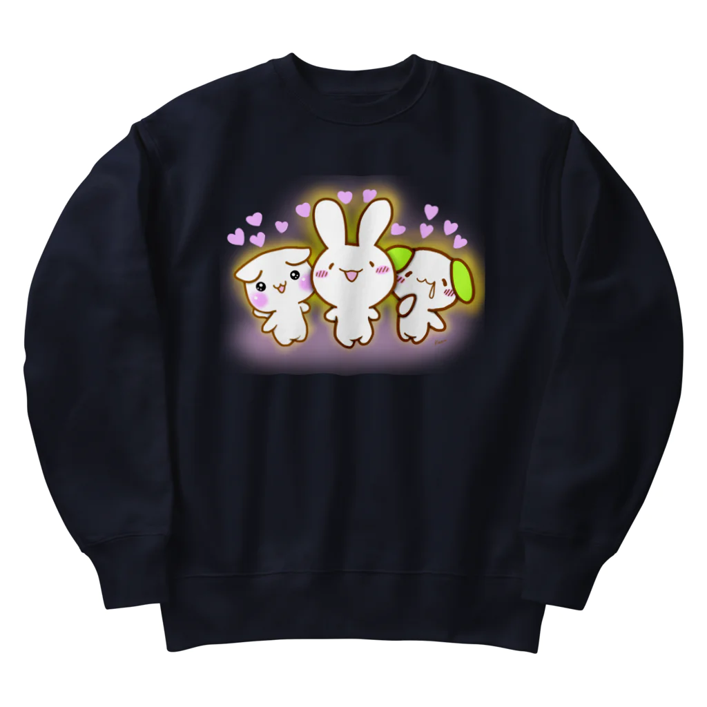 グッズショップKAZUのよってきたよハートけあうさトリオ Heavyweight Crew Neck Sweatshirt