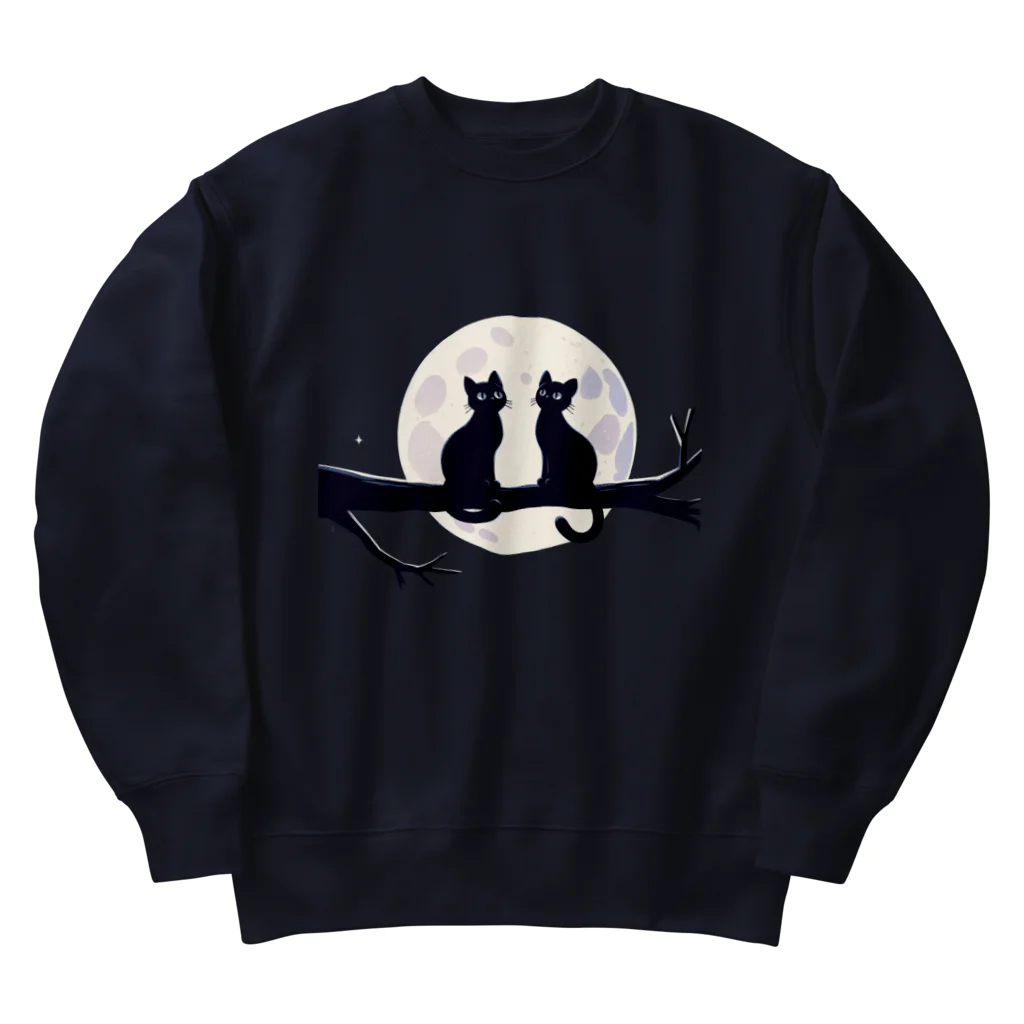 zaisuのネコと月 Heavyweight Crew Neck Sweatshirt