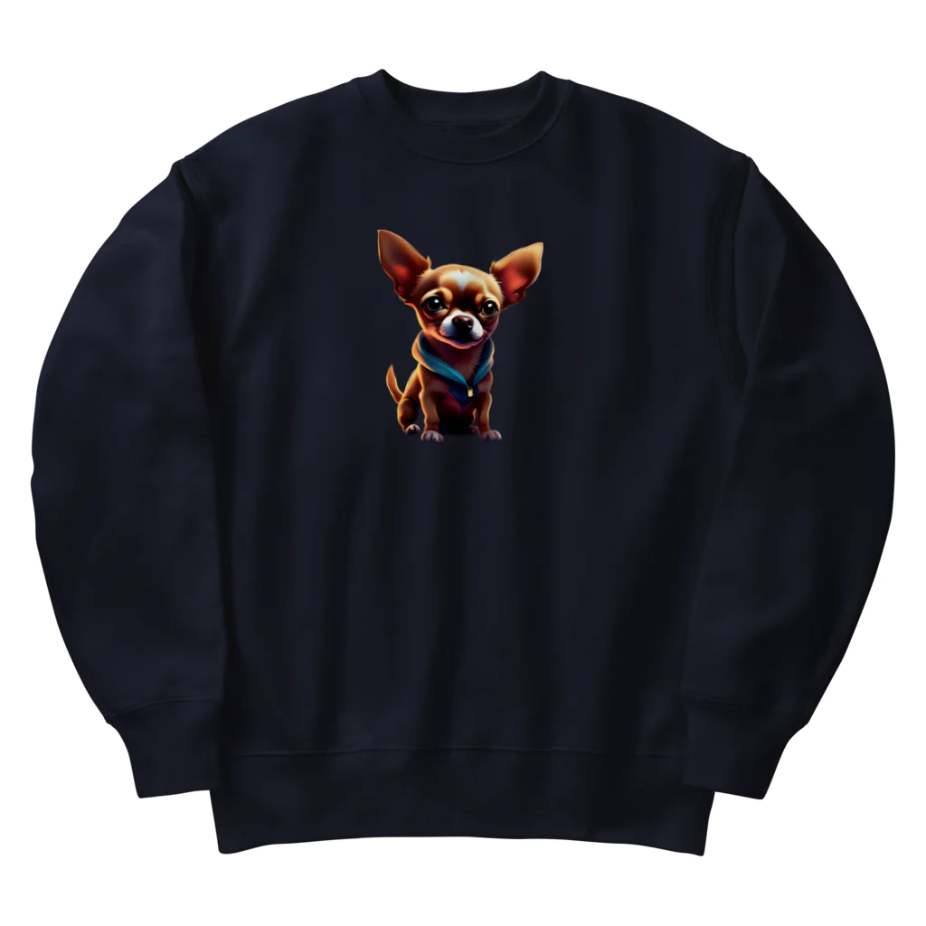 スリーウィスダムのチワワのまなざし Heavyweight Crew Neck Sweatshirt