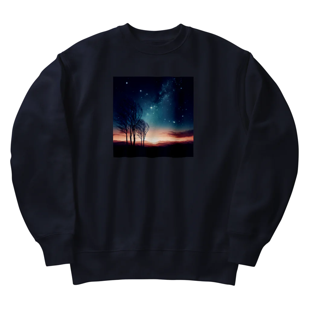 終わらない夢🌈の幻想的な夜空🌌 Heavyweight Crew Neck Sweatshirt
