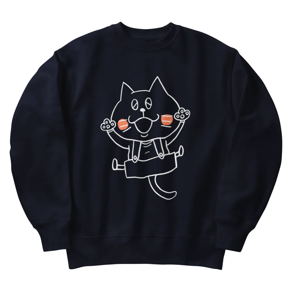 猫沢商店の猫のボン太グッズ（白線） Heavyweight Crew Neck Sweatshirt