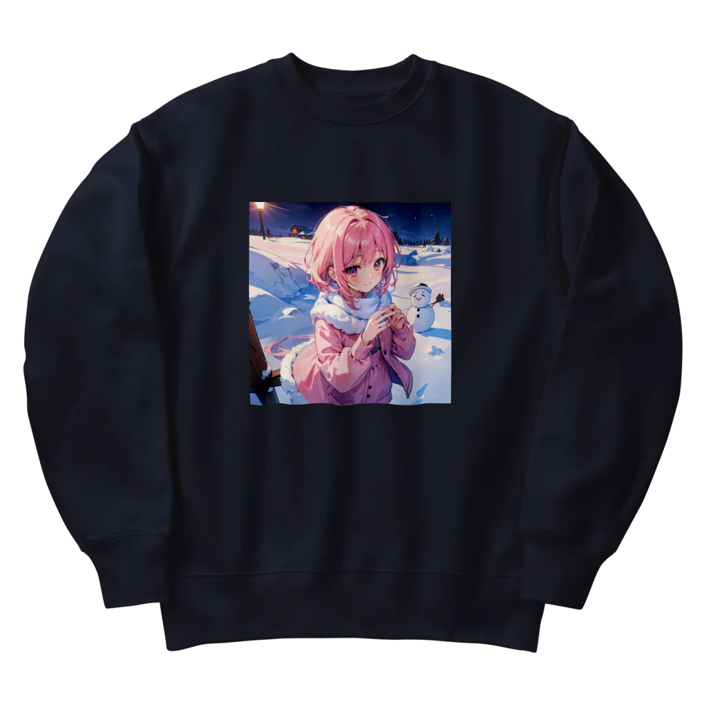 Nemcon Goods Shop [AI Girls🎀]のピンク髪っ娘は雪だるま作りにご満悦!⛄ ヘビーウェイトスウェット