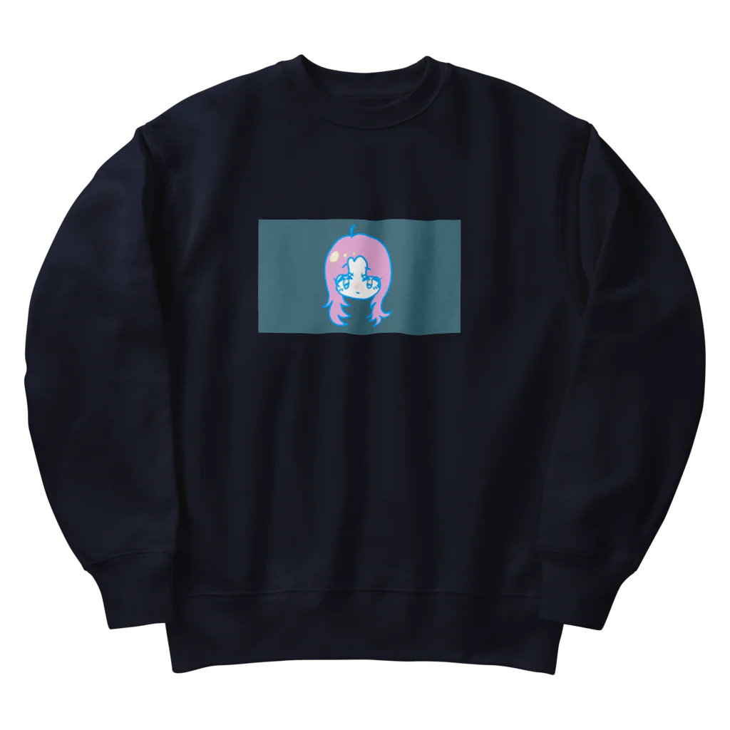 niramanjuのピンクの髪の女の子 Heavyweight Crew Neck Sweatshirt