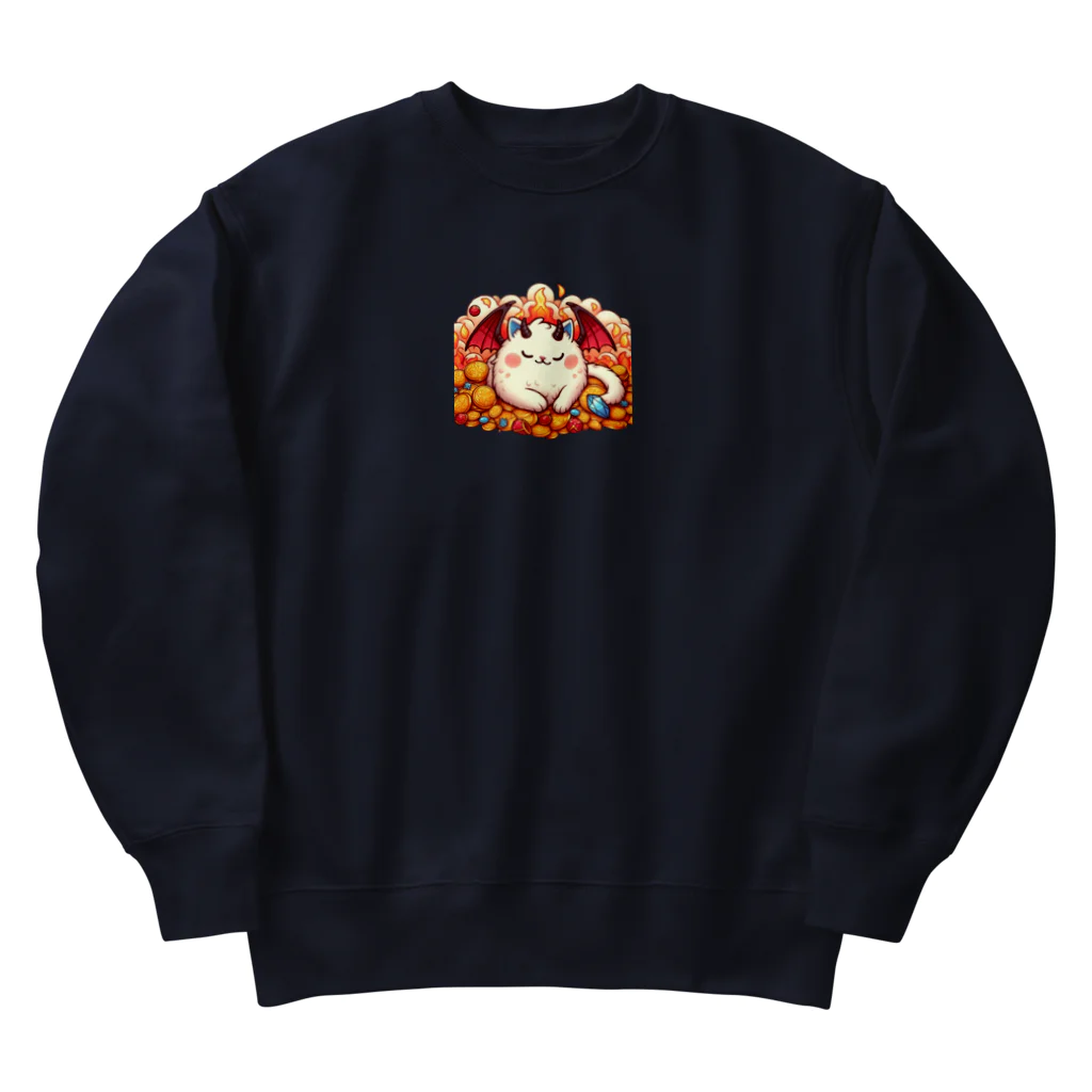 nekodoragonのおやすみ！猫ドラゴン　背景透過ver Heavyweight Crew Neck Sweatshirt