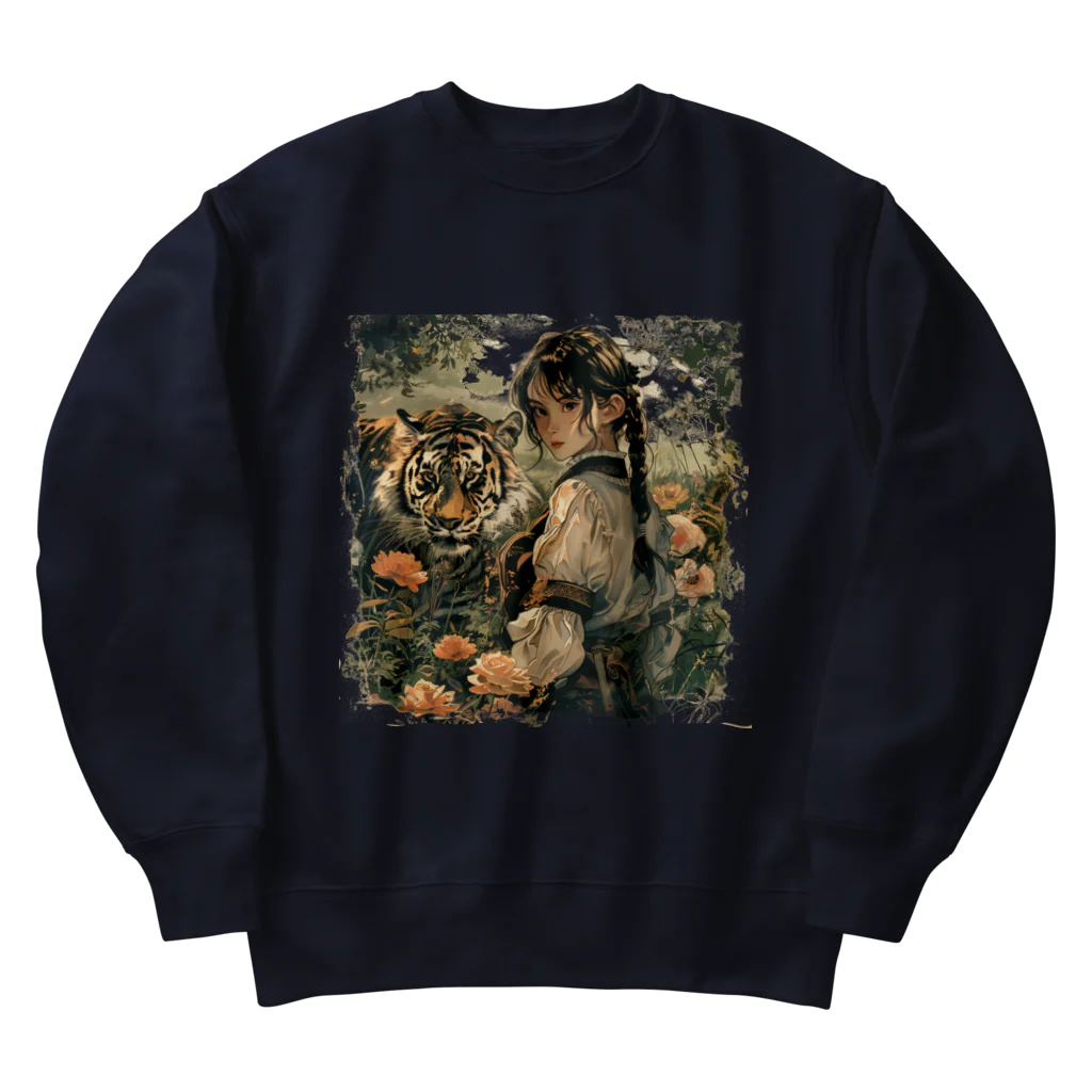 MistyStarkの虎と少女 Heavyweight Crew Neck Sweatshirt