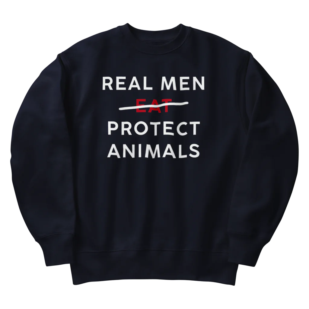 Let's go vegan!のReal men protect animals Heavyweight Crew Neck Sweatshirt
