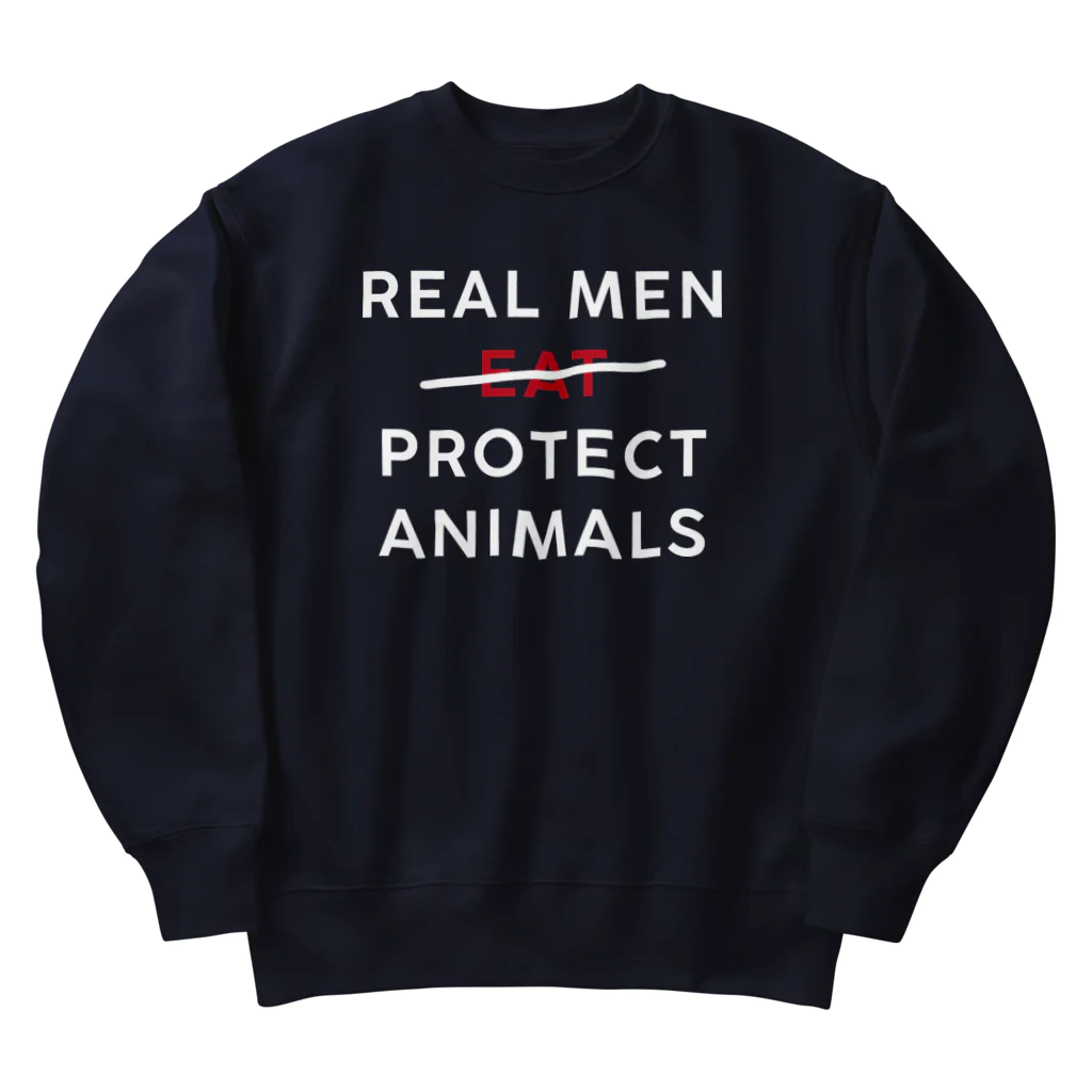 Let's go vegan!のReal men protect animals ヘビーウェイトスウェット