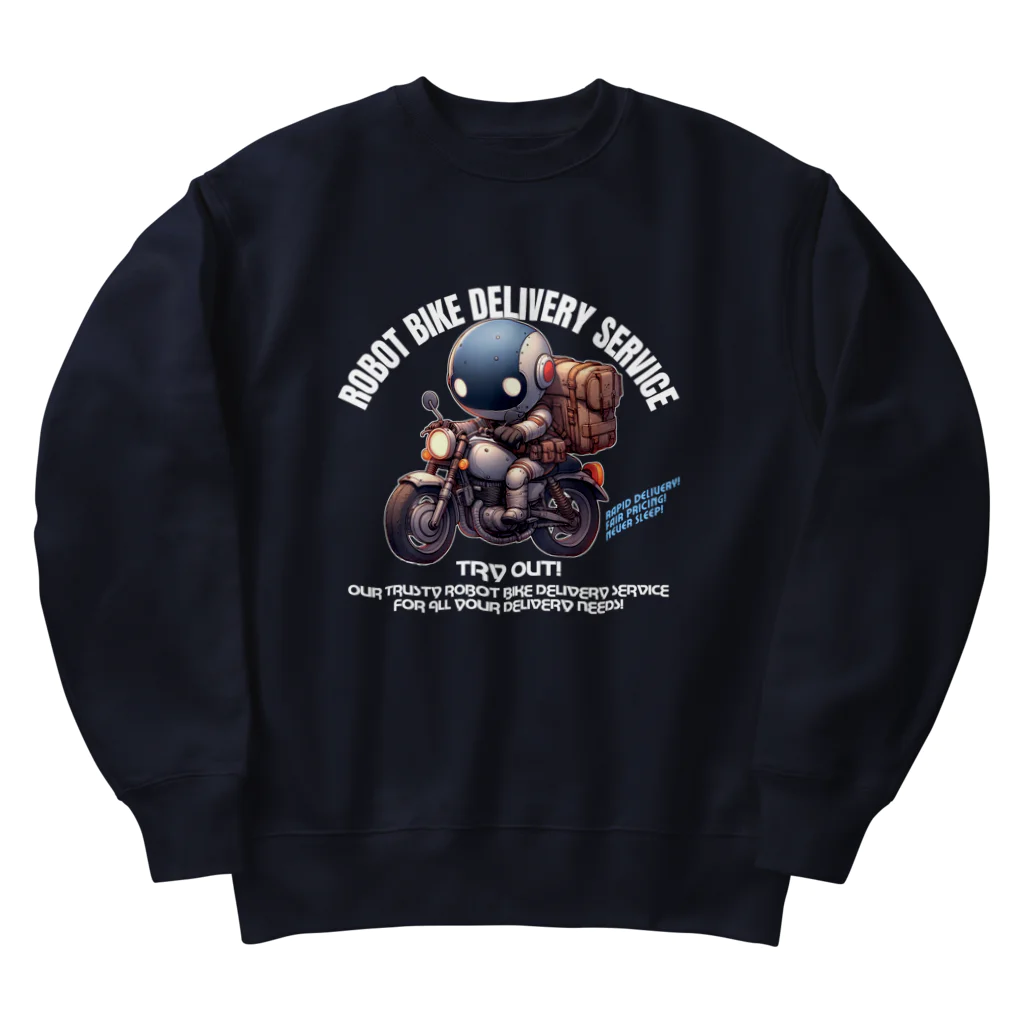 kazu_gのロボットバイク便(濃色用) Heavyweight Crew Neck Sweatshirt