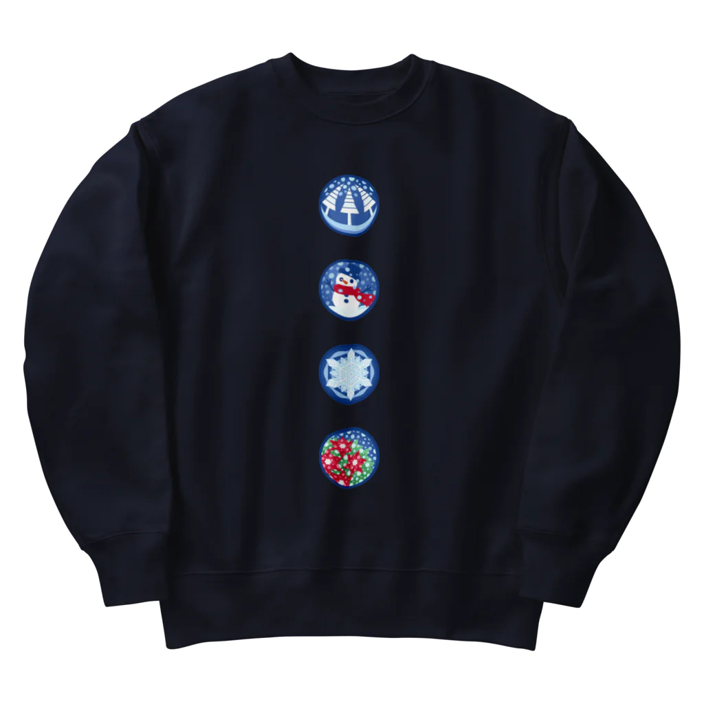 ハナドリカ SUZURI店のスノーイラストボタン Heavyweight Crew Neck Sweatshirt