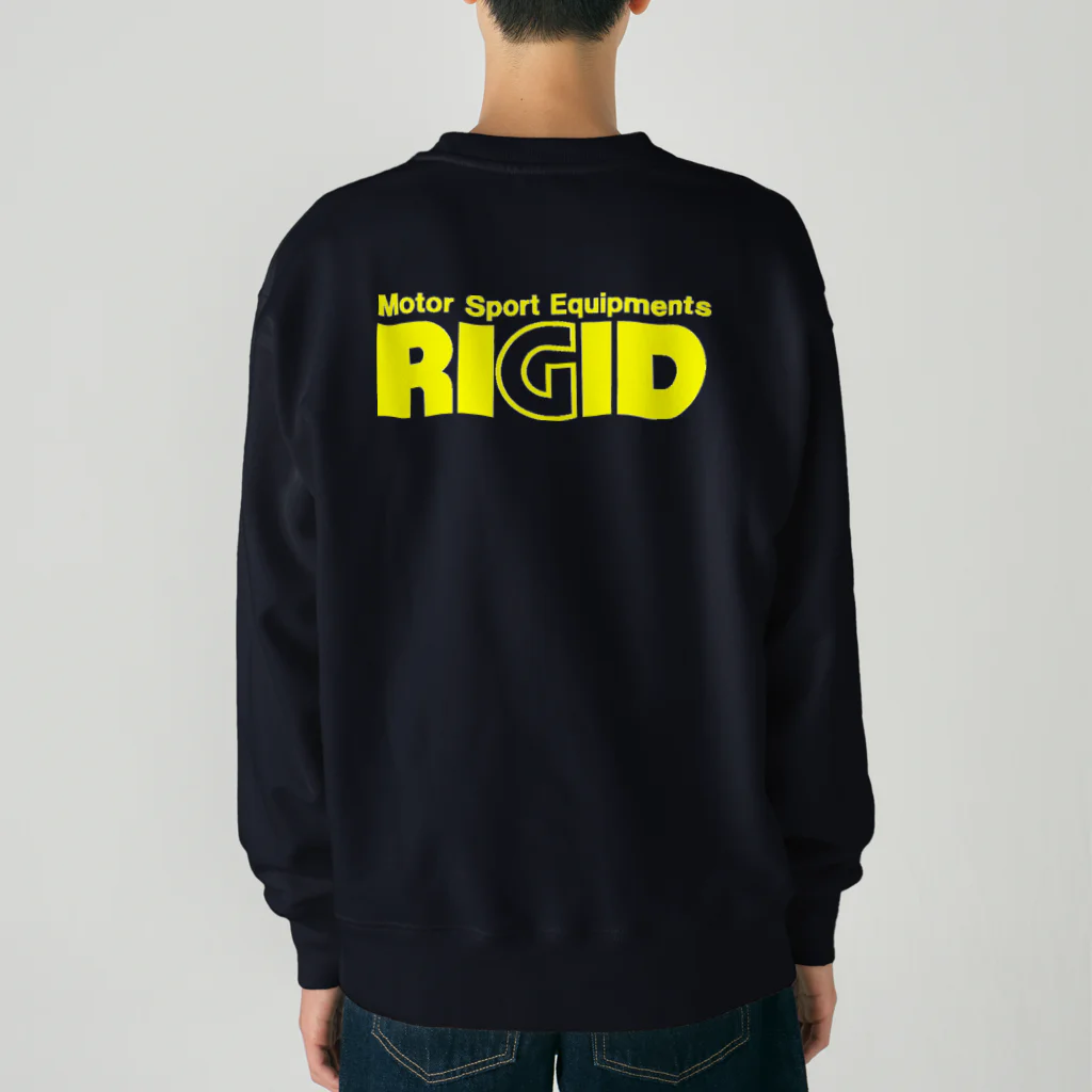 リジット・モータースポーツのRIGID透過黄ロゴ Heavyweight Crew Neck Sweatshirt