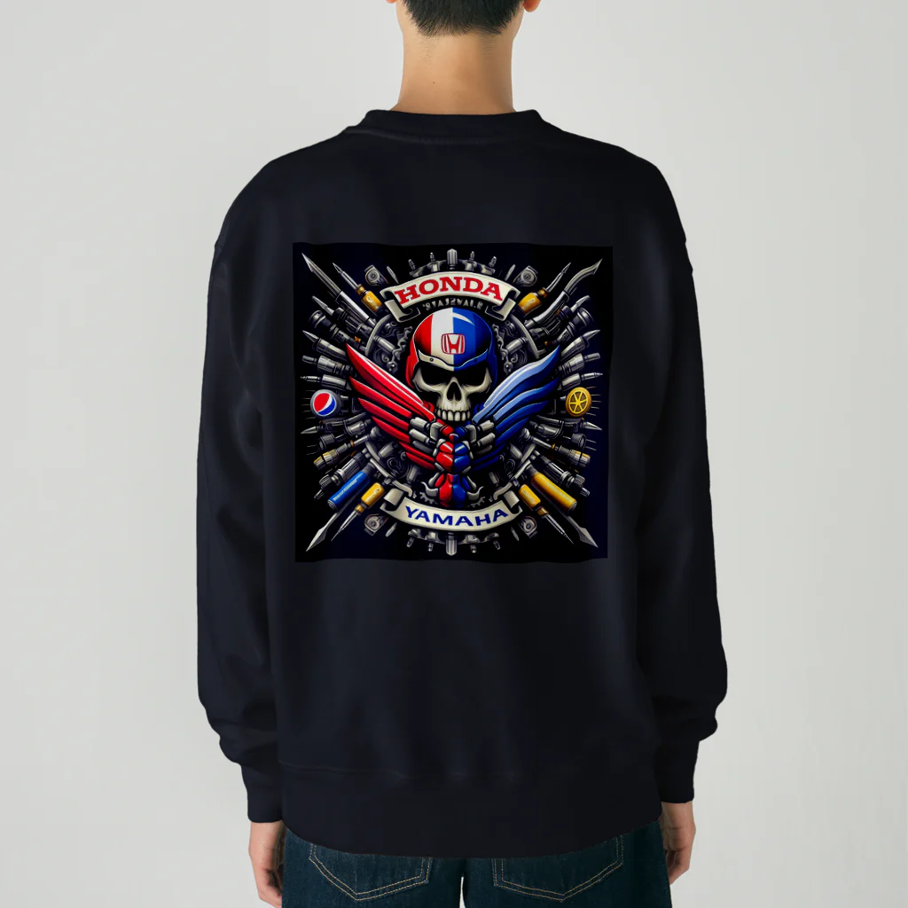 シマのヤマハホンダコラボ風ドクロデザイン Heavyweight Crew Neck Sweatshirt