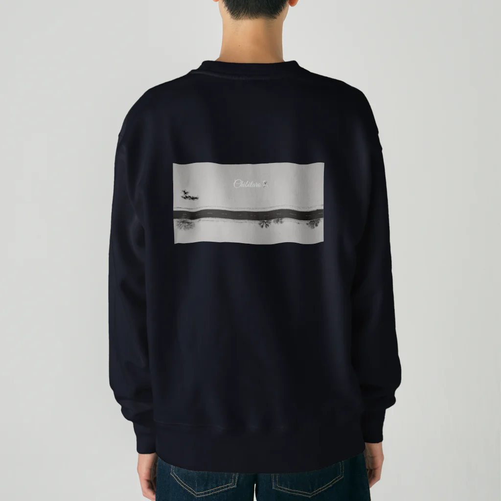 ちび太郎ショップのちび太郎　バックプリント　モノクロ Heavyweight Crew Neck Sweatshirt