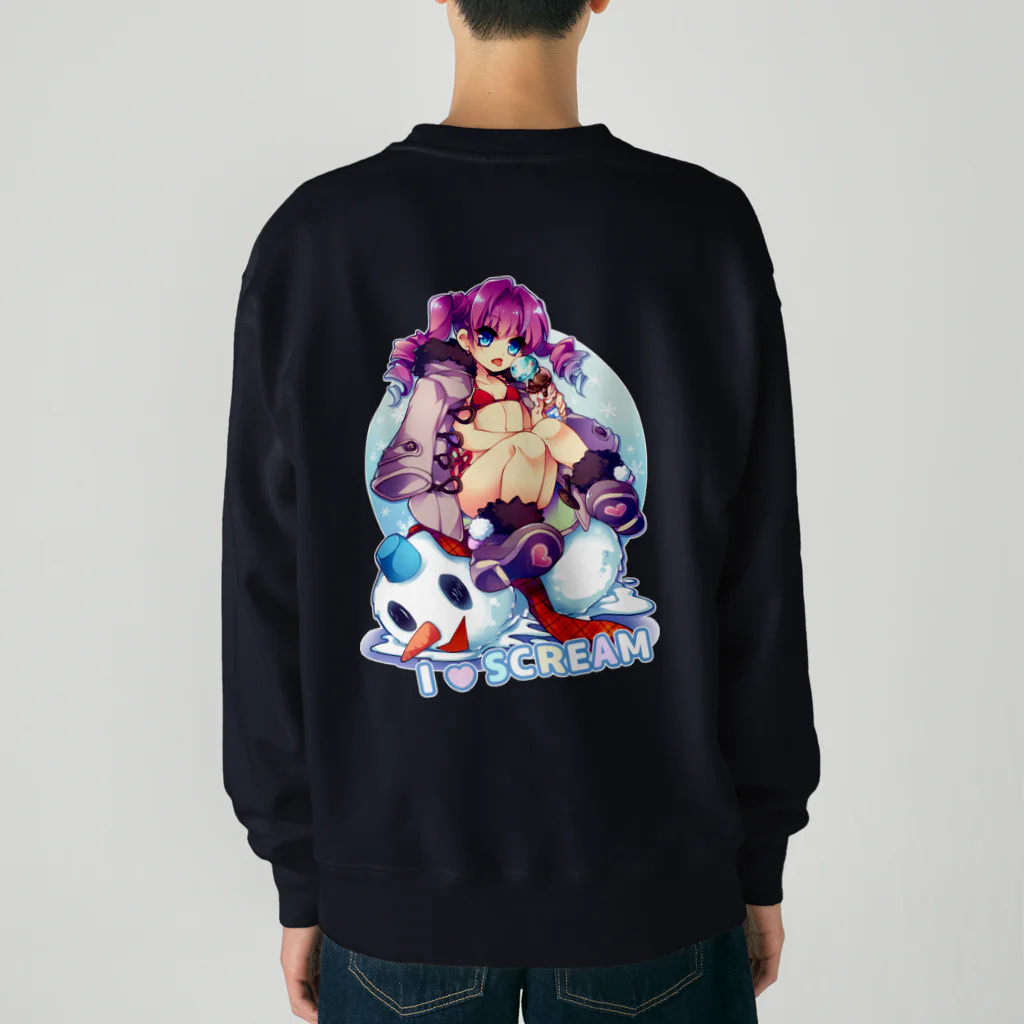 月蝕ざっか店＠SUZURIのI♥SCREAM（For Backprint） Heavyweight Crew Neck Sweatshirt